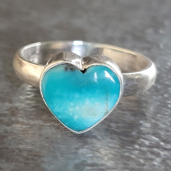 Native Jewelry - Native Nevada Aztec Turquoise Stone Ring Size 7 Sterling Silver Womens Jewelry